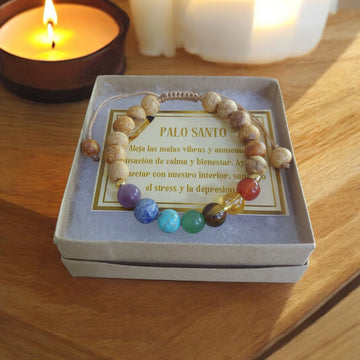 Pulsera 7 Chakras y Palo Santo "Espiritualidad y Equilibrio"