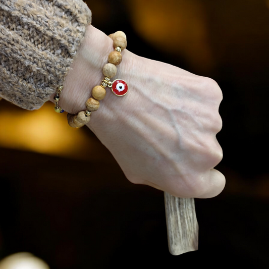 Pulsera Palo Santo Aromática con ojo turco - Energía positiva y protección espiritual