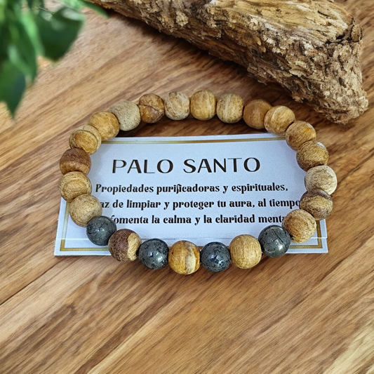 Pulseras Palo Santo Aromática y Pirita - Protección y prosperidad